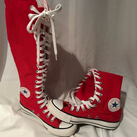Converse Shoes - Converse Women's Red Knee-High Sneakers, excellent condition